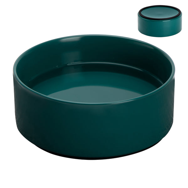 Non-Slip Dog Bowls, Ceramic Dog Food Bowl with Silicone Base, 8" Large Dog Water Bowl No Spill, Heavy Flip-Proof Pet Feeding Bowl for Medium Sized Dogs and Large Breed (Green)