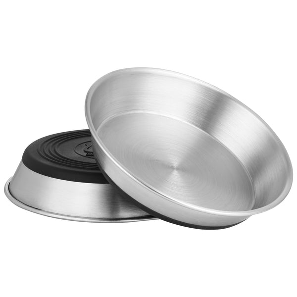 Stainless Steel Cat Bowls,Whisker Friendly Shallow Cat Dishes for Food and Water,Non-Slip Silicone Bottom,Heavy Duty,Replacement Kitten Metal Plate for Elevated Stands,2 Pack